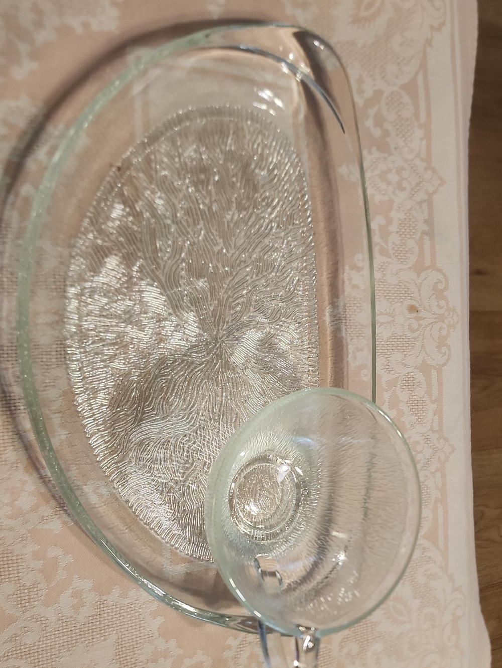 Vintage Hazelware Icelandia Clear Textured Glass Snack Set